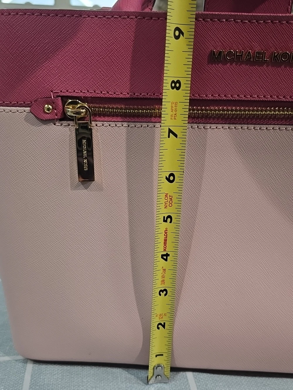 Michael Kors Two-Tone Pink Leather Satchel with Gold Hardware
